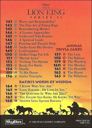Lion King: Series II (Base Set) card 170 Checklist B