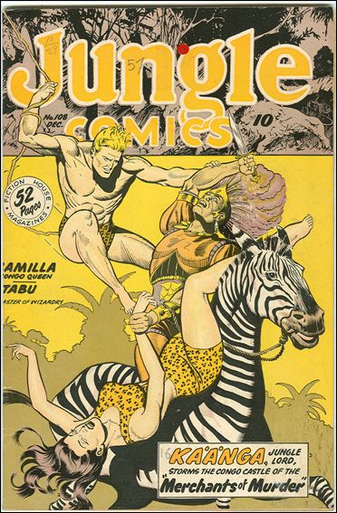 Jungle Comics (1940) issue 108 Kaanga attacks man riding zebra