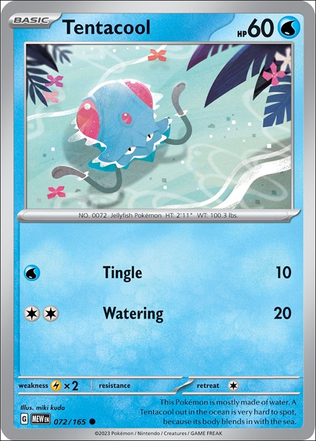 Pokemon: Scarlet & Violet - 151 (Base Set) card 072/165-B Tentacool (Reverse Holofoil)