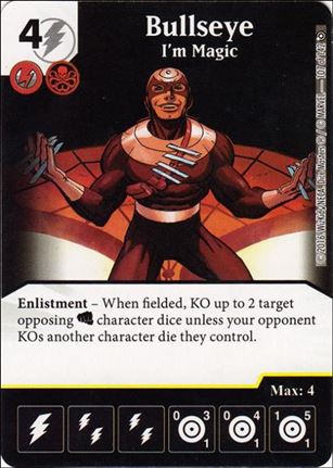 Marvel Dice Masters Civil War card 107 Bullseye: I'm Magic
